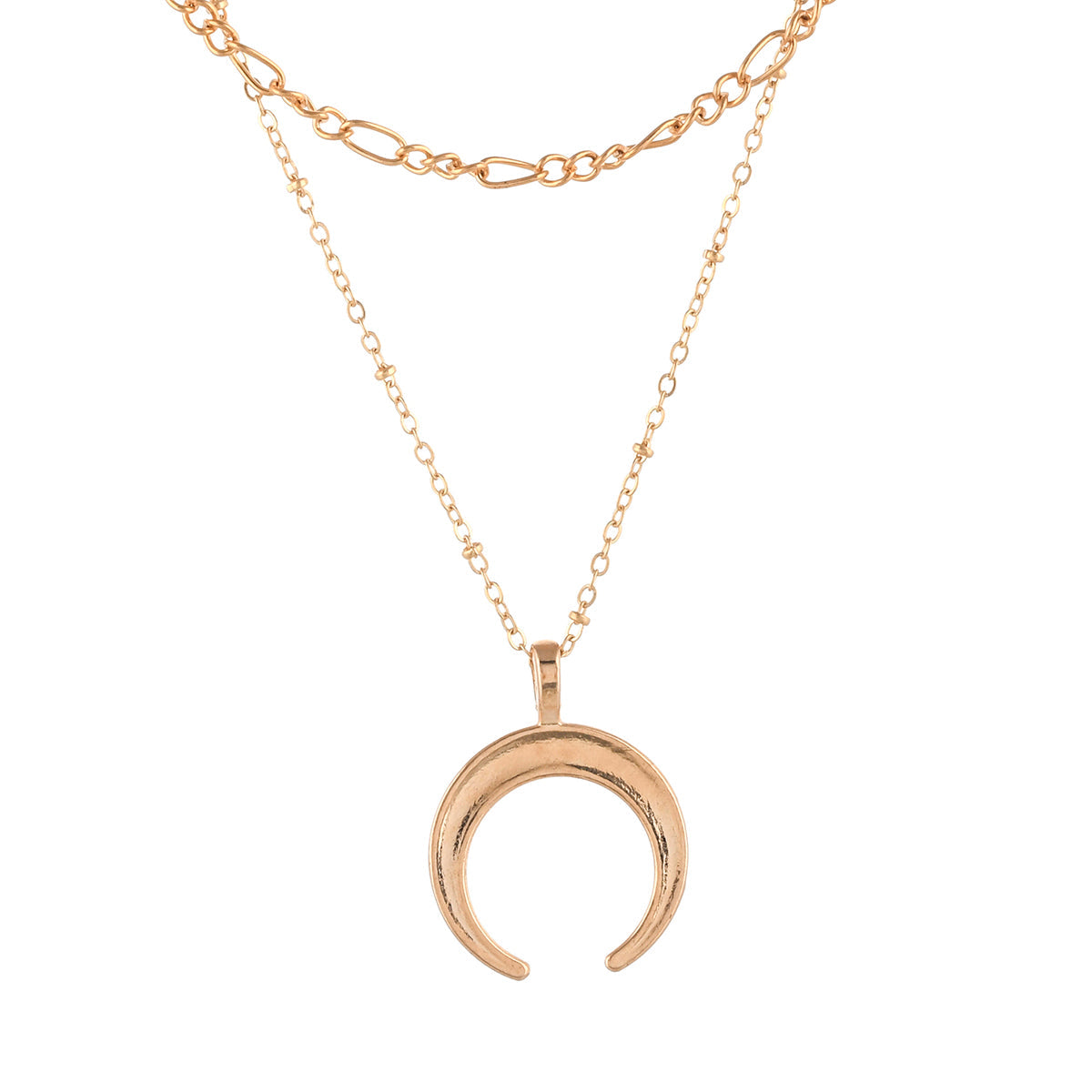 Trendy Essentials Crescent Layered Gold Plated Brass Necklace