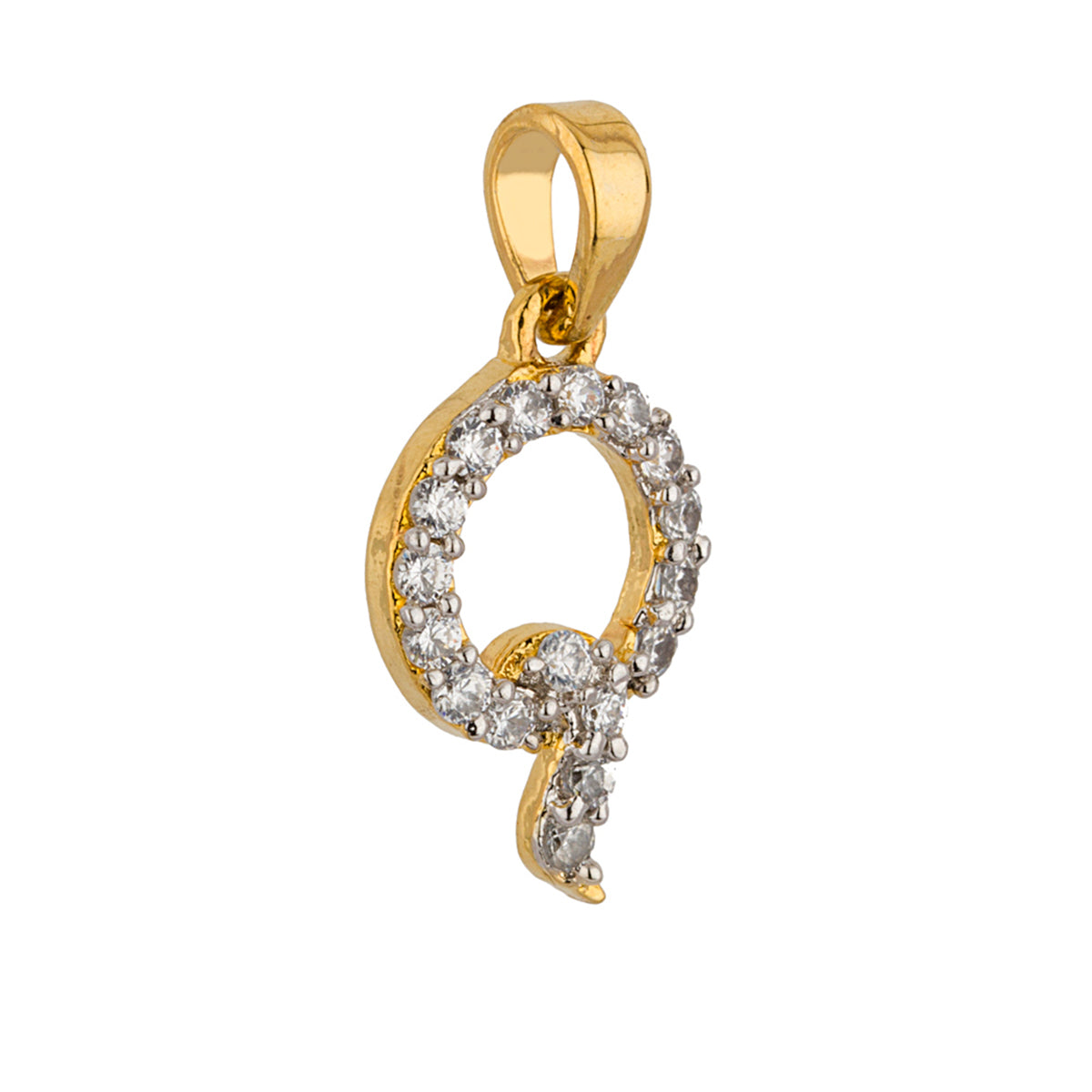 Gold Toned Alphabet Pendant With CZ Embellishments
