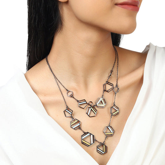 Benzene Black Rhodium Enamelled Necklace