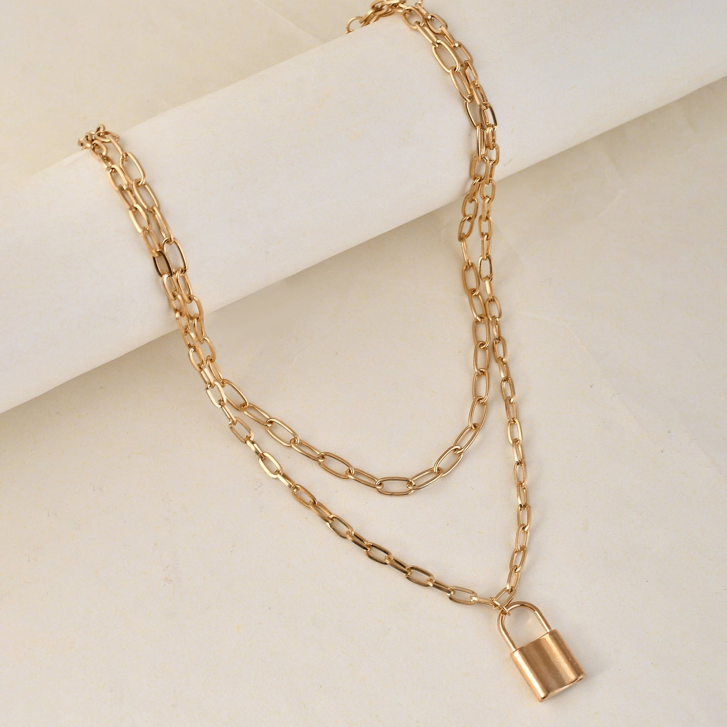 Lock 'N' Chain Gold Plated Necklace