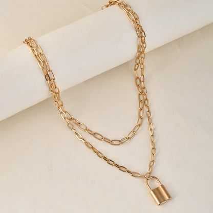 Lock 'N' Chain Gold Plated Necklace