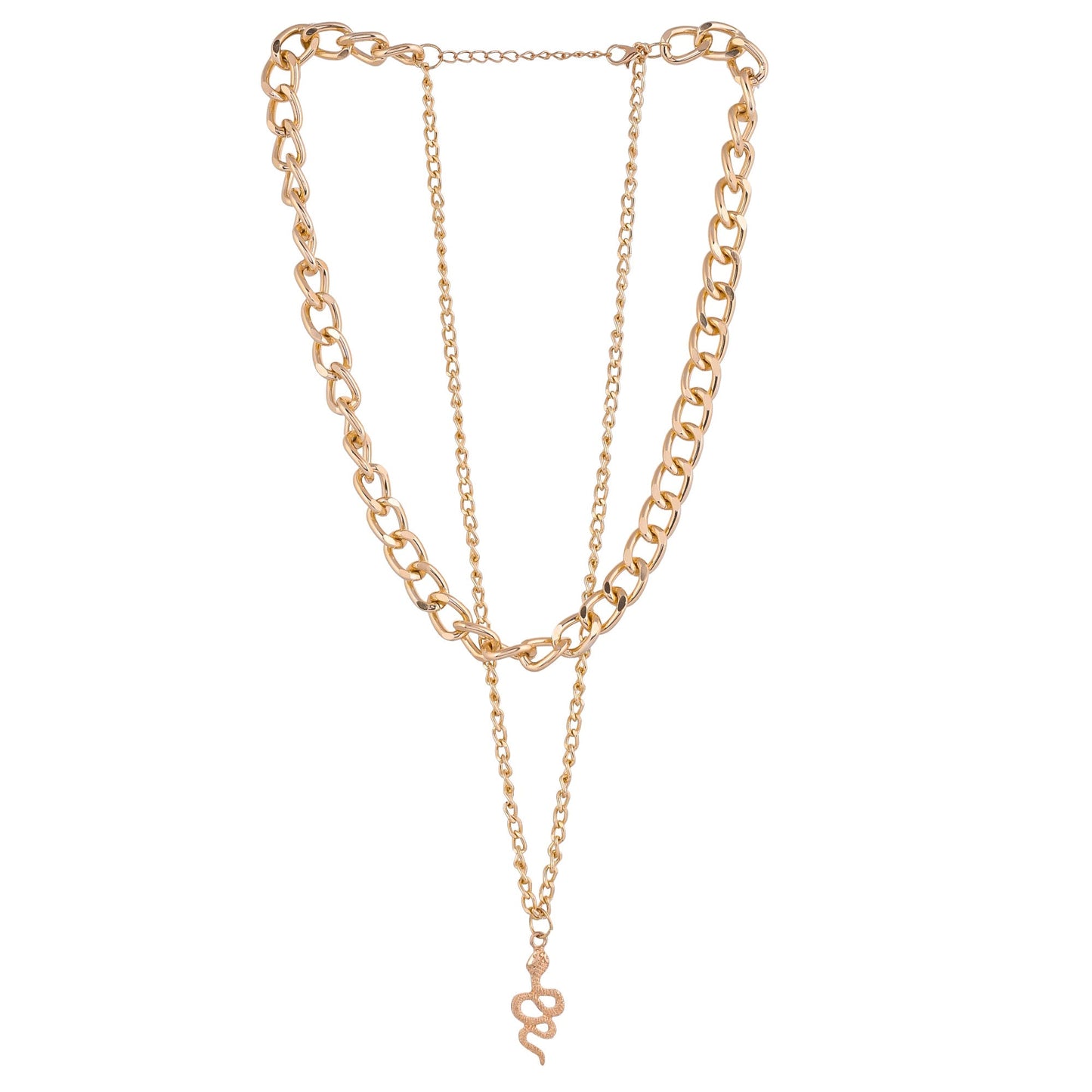 Link Snake Chain Stack Gold Charm Necklace