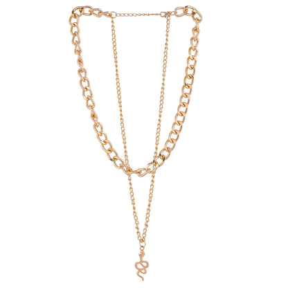 Link Snake Chain Stack Gold Charm Necklace