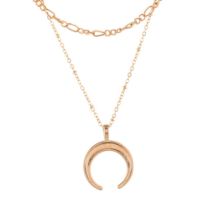 Trendy Essentials Crescent Layered Gold Plated Brass Necklace