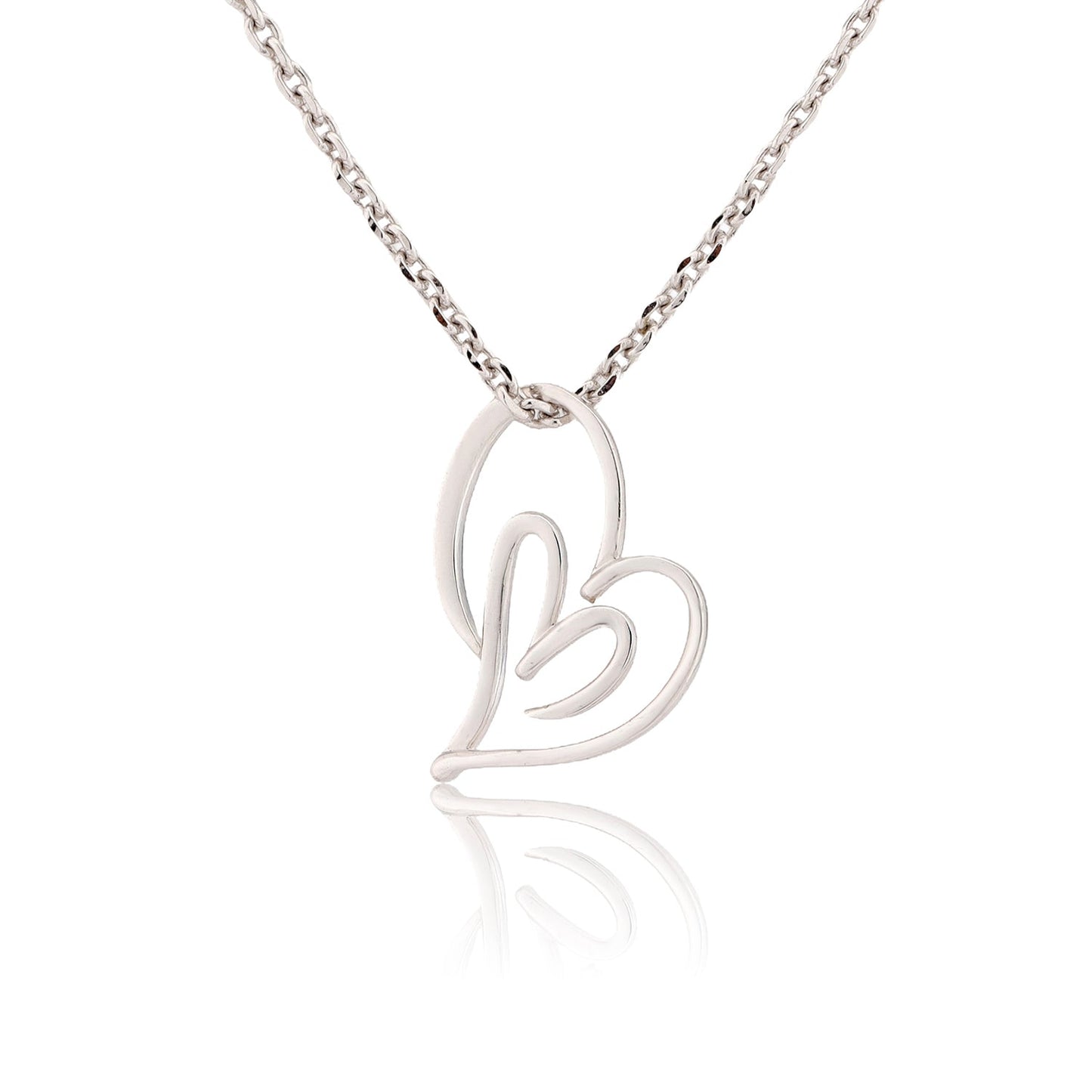 Valentine's Day Open Hearts in Harmony  Sterling Silver Pendant