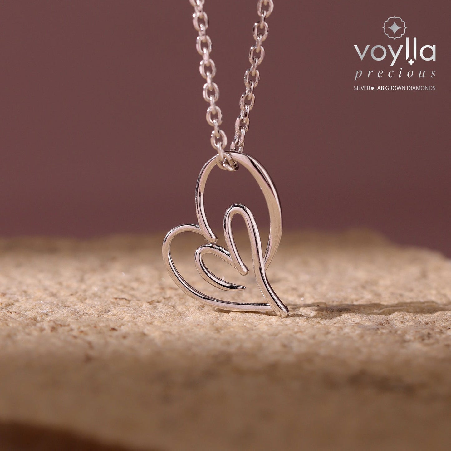 Valentine's Day Open Hearts in Harmony  Sterling Silver Pendant