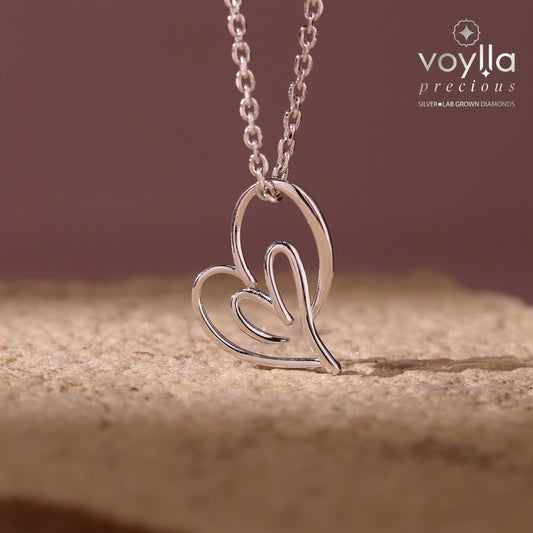 Valentine's Day Open Hearts in Harmony  Sterling Silver Pendant
