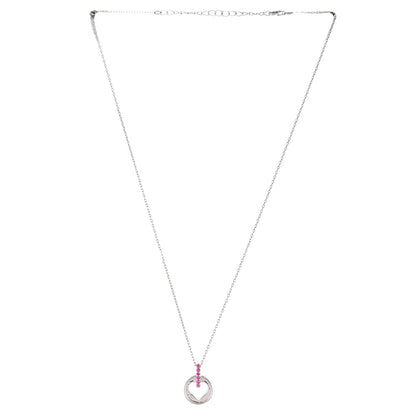 Pink CZ Heart Silver Pendant
