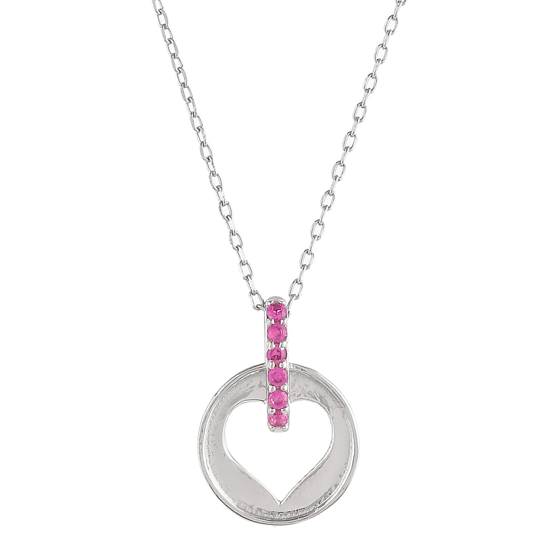 Pink CZ Heart Silver Pendant