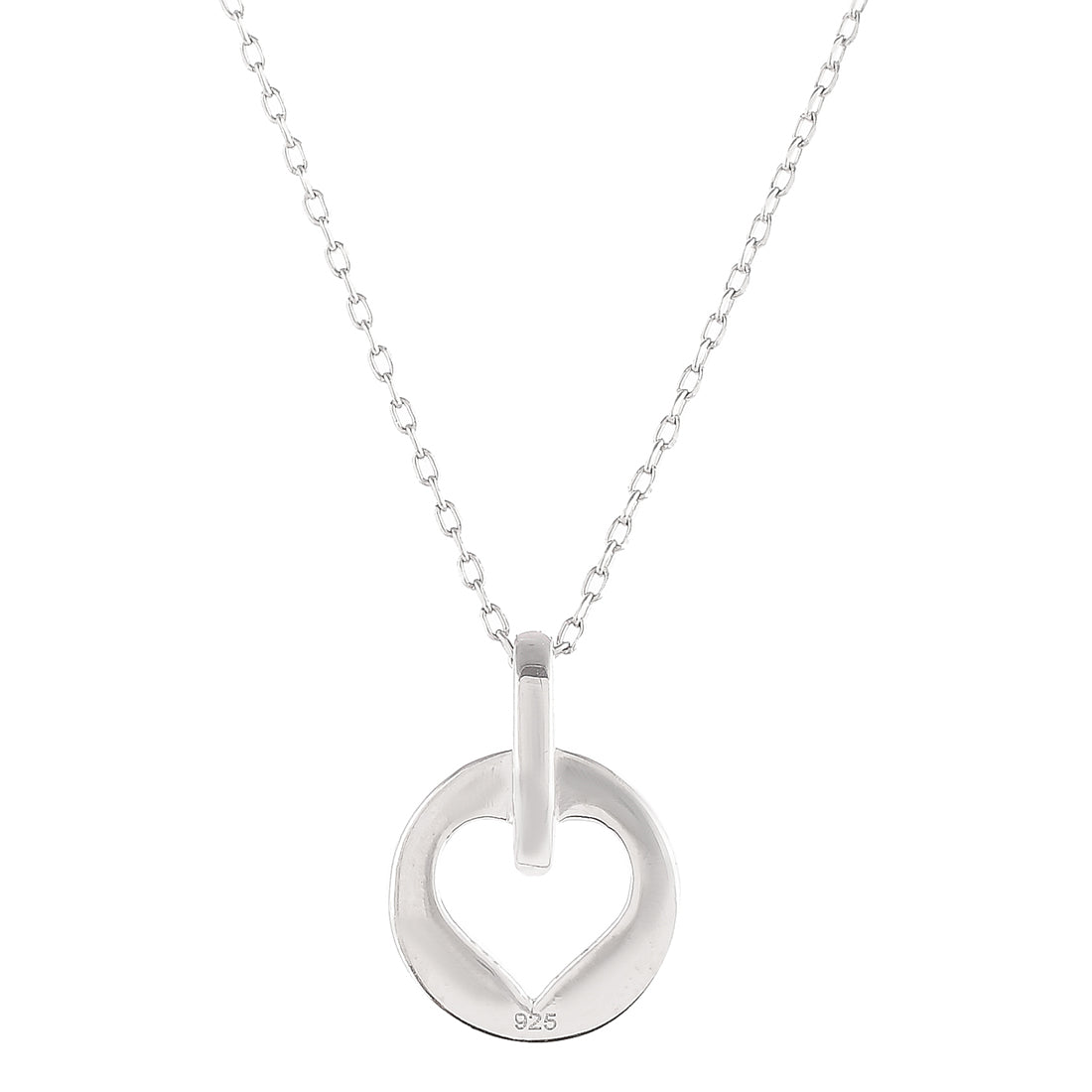 Pink CZ Heart Silver Pendant