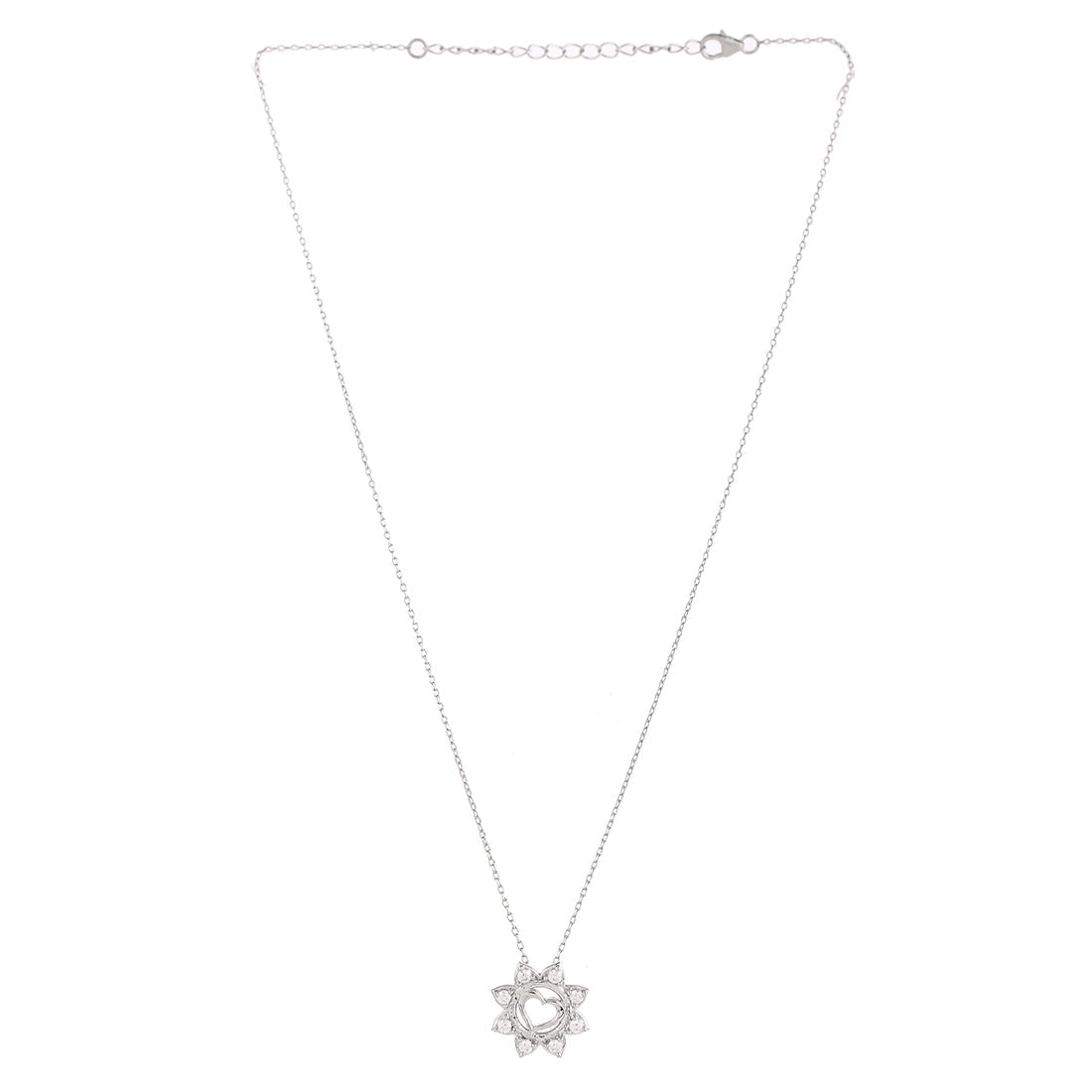 Sterling Silver Floral Heart Pendant