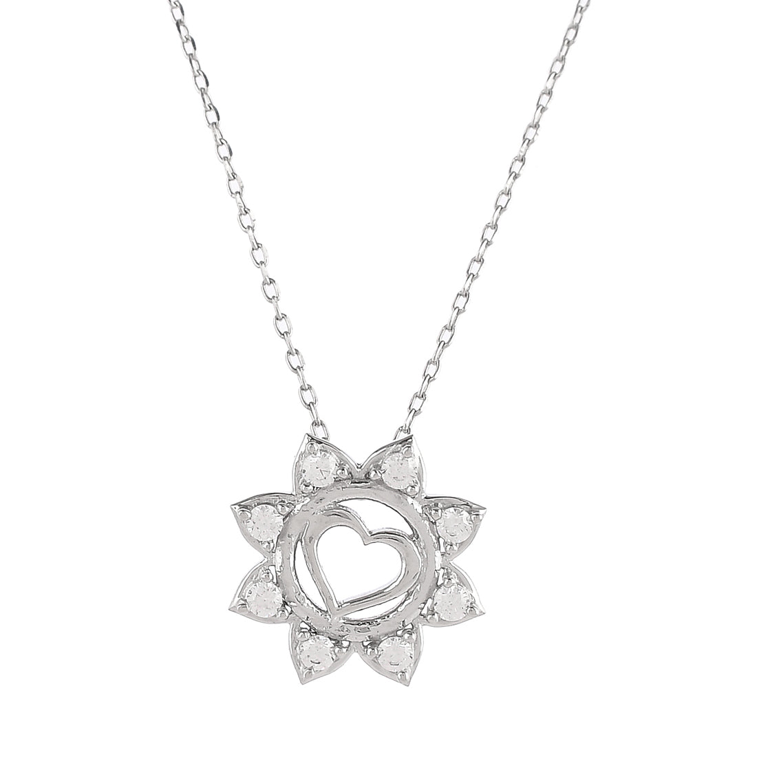 Sterling Silver Floral Heart Pendant