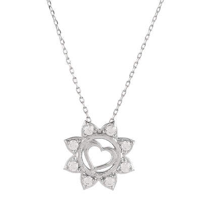 Sterling Silver Floral Heart Pendant