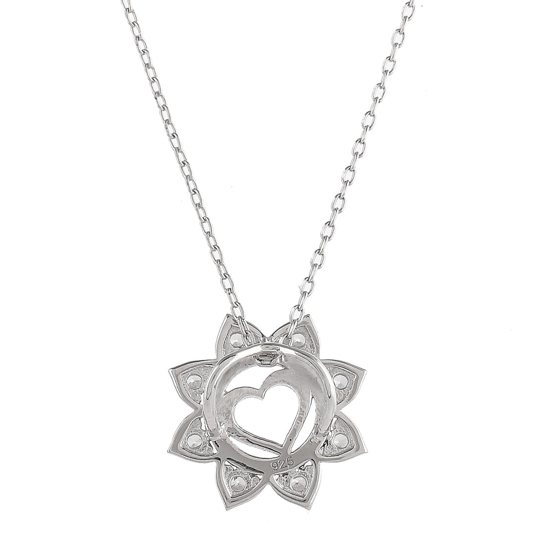 Sterling Silver Floral Heart Pendant