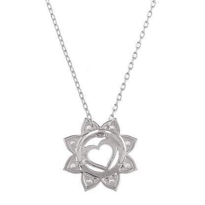 Sterling Silver Floral Heart Pendant