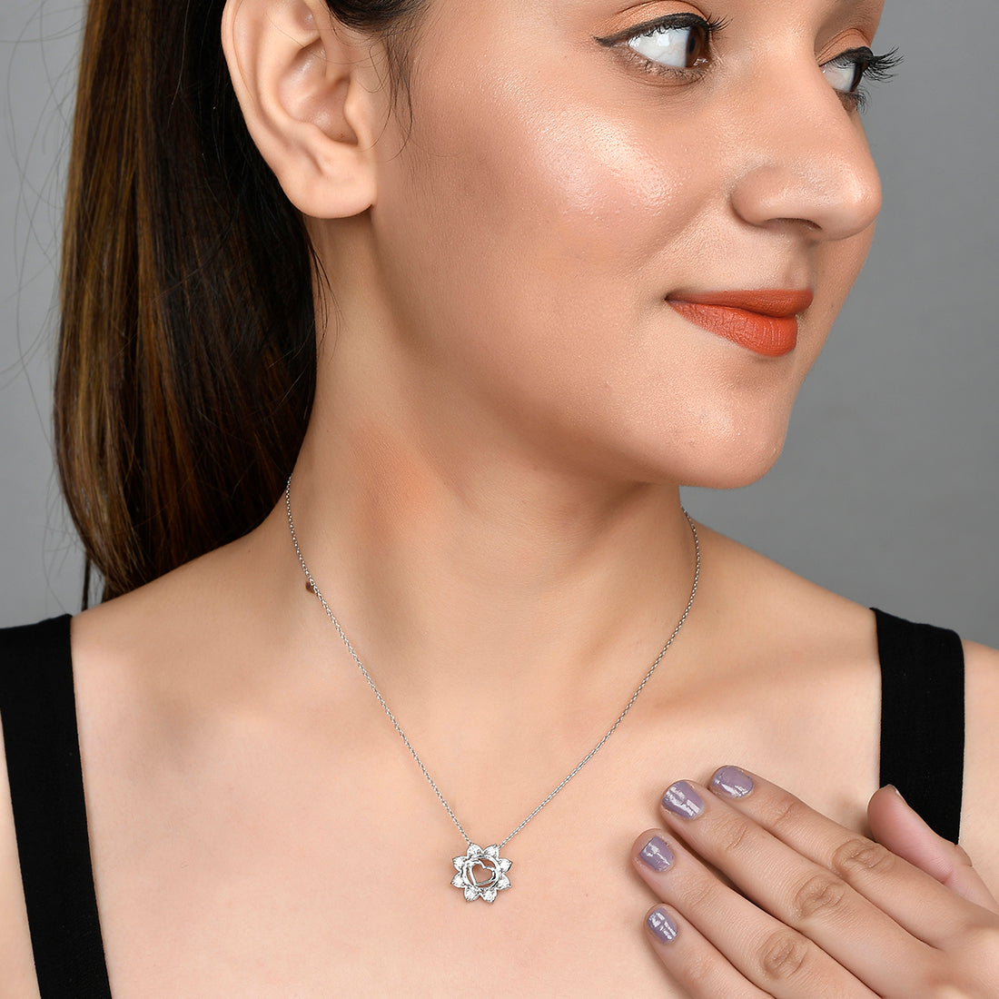 Sterling Silver Floral Heart Pendant