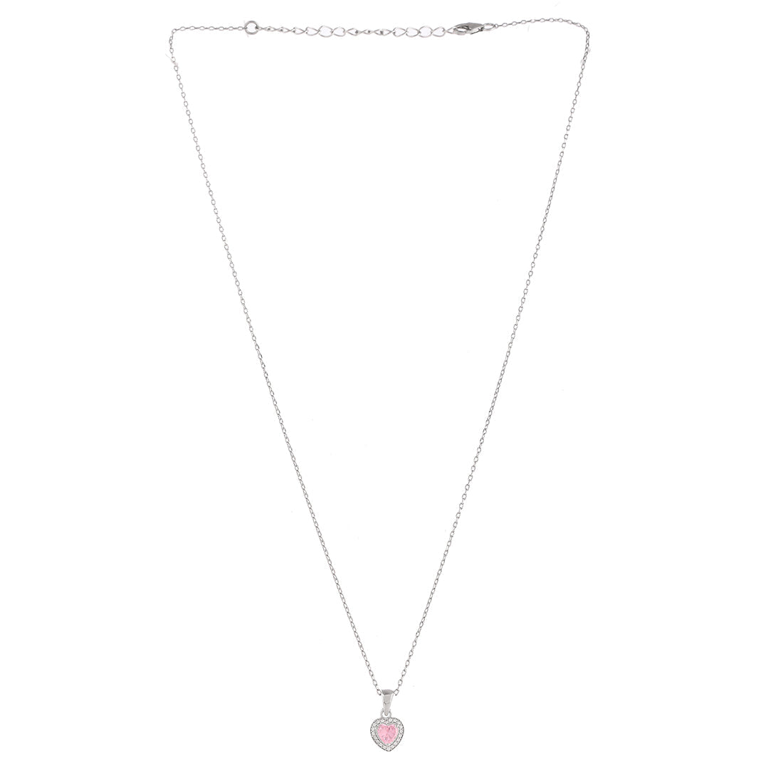 Sterling Silver Pink and Silver Zircons Pendant
