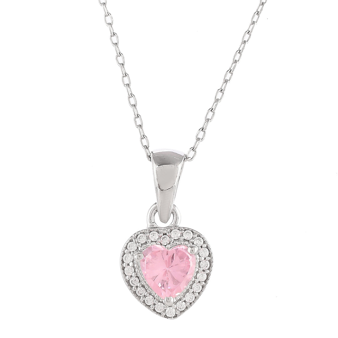 Sterling Silver Pink and Silver Zircons Pendant