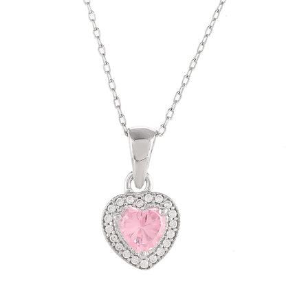 Sterling Silver Pink and Silver Zircons Pendant