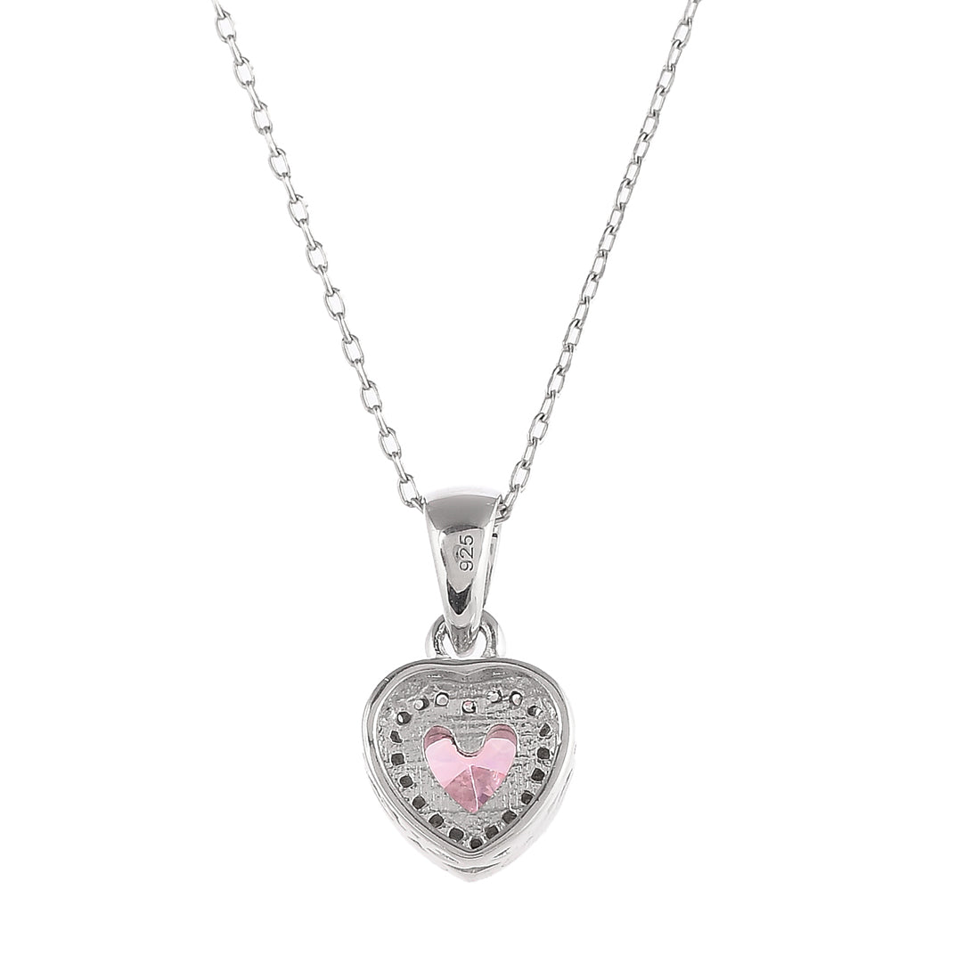 Sterling Silver Pink and Silver Zircons Pendant