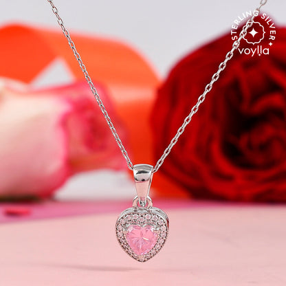 Sterling Silver Pink and Silver Zircons Pendant
