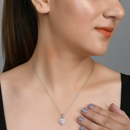 Sterling Silver Pink and Silver Zircons Pendant