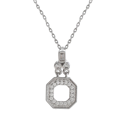Mother's Day Collection Sterling Silver Round Cut CZ Pendant with Serpentine Chain
