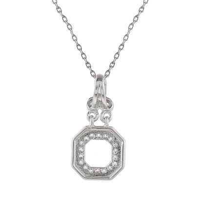 Mother's Day Collection Sterling Silver Round Cut CZ Pendant with Serpentine Chain