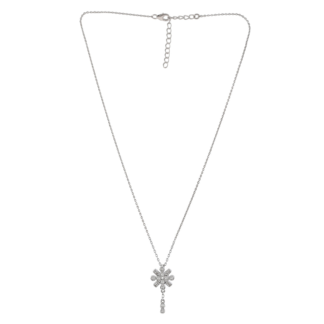 Mother's Day Collection Round Cut Zircons Sterling Silver Pendant with Chain