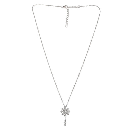 Mother's Day Collection Round Cut Zircons Sterling Silver Pendant with Chain