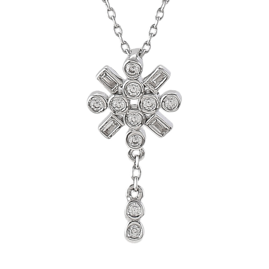 Mother's Day Collection Round Cut Zircons Sterling Silver Pendant with Chain