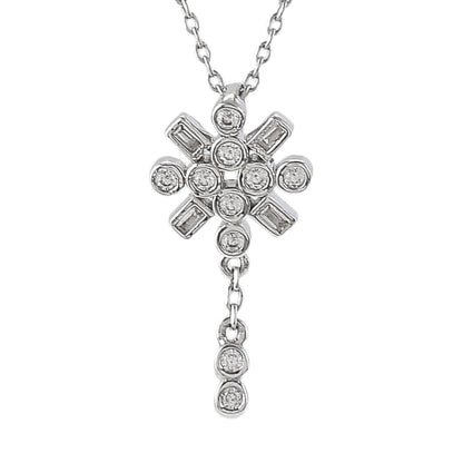 Mother's Day Collection Round Cut Zircons Sterling Silver Pendant with Chain