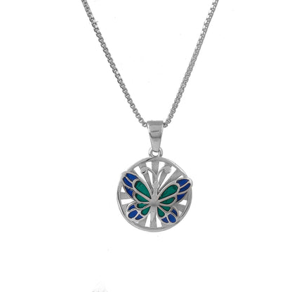 Tropical Wildlife Vibrant Butterfly  Sterling Silver Pendant