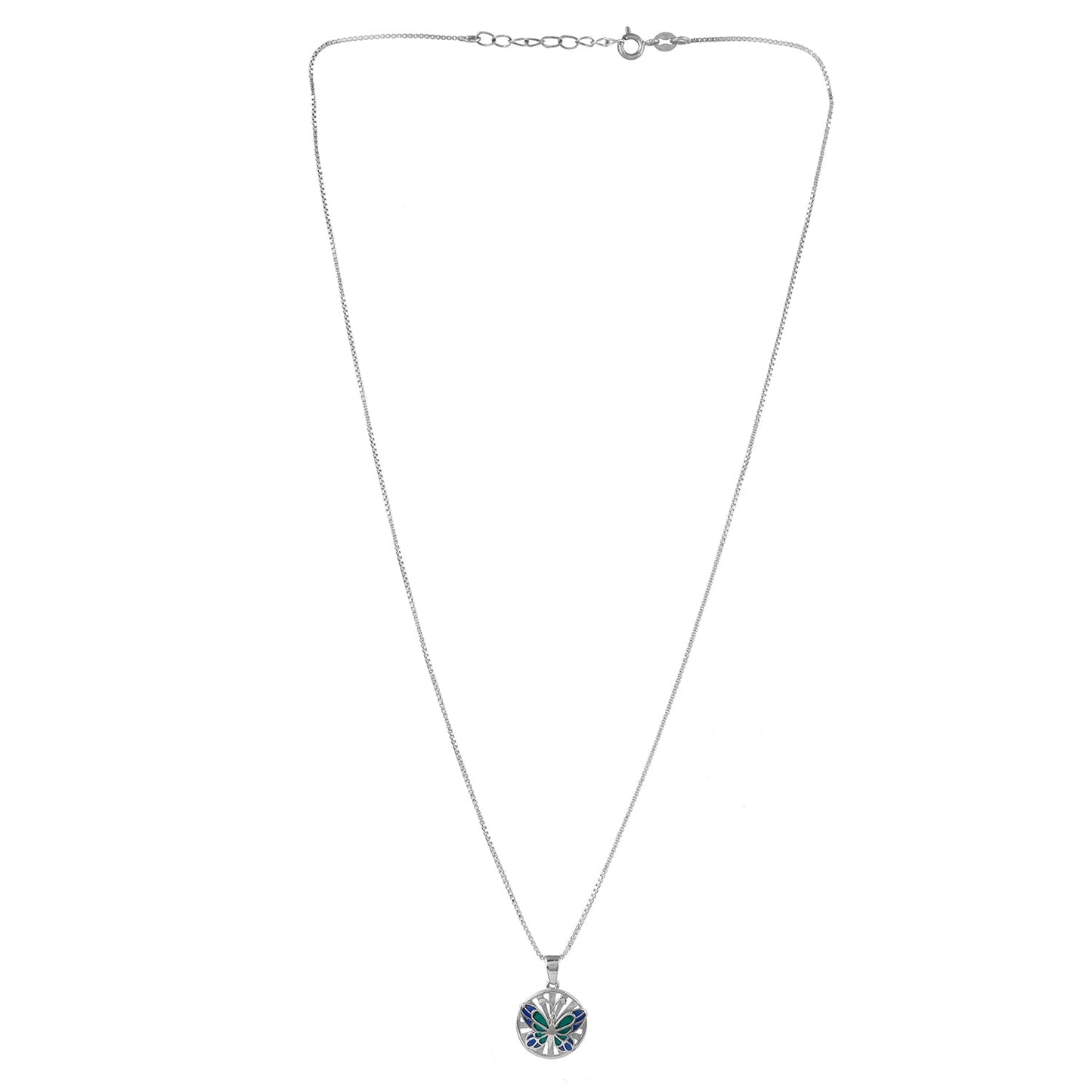 Tropical Wildlife Vibrant Butterfly  Sterling Silver Pendant