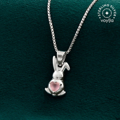 Tropical Wildlife Bunny Hug  Sterling Silver Pendant
