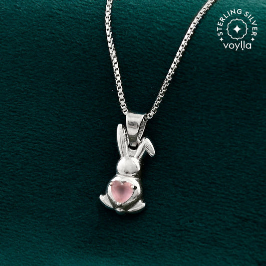 Tropical Wildlife Bunny Hug  Sterling Silver Pendant