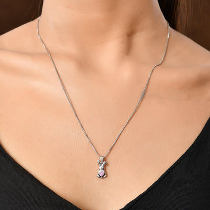 Tropical Wildlife Bunny Hug  Sterling Silver Pendant