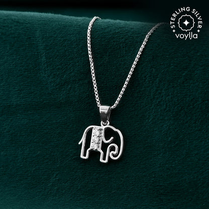 Tropical Wildlife Elegant Elephant  Sterling Silver Pendant