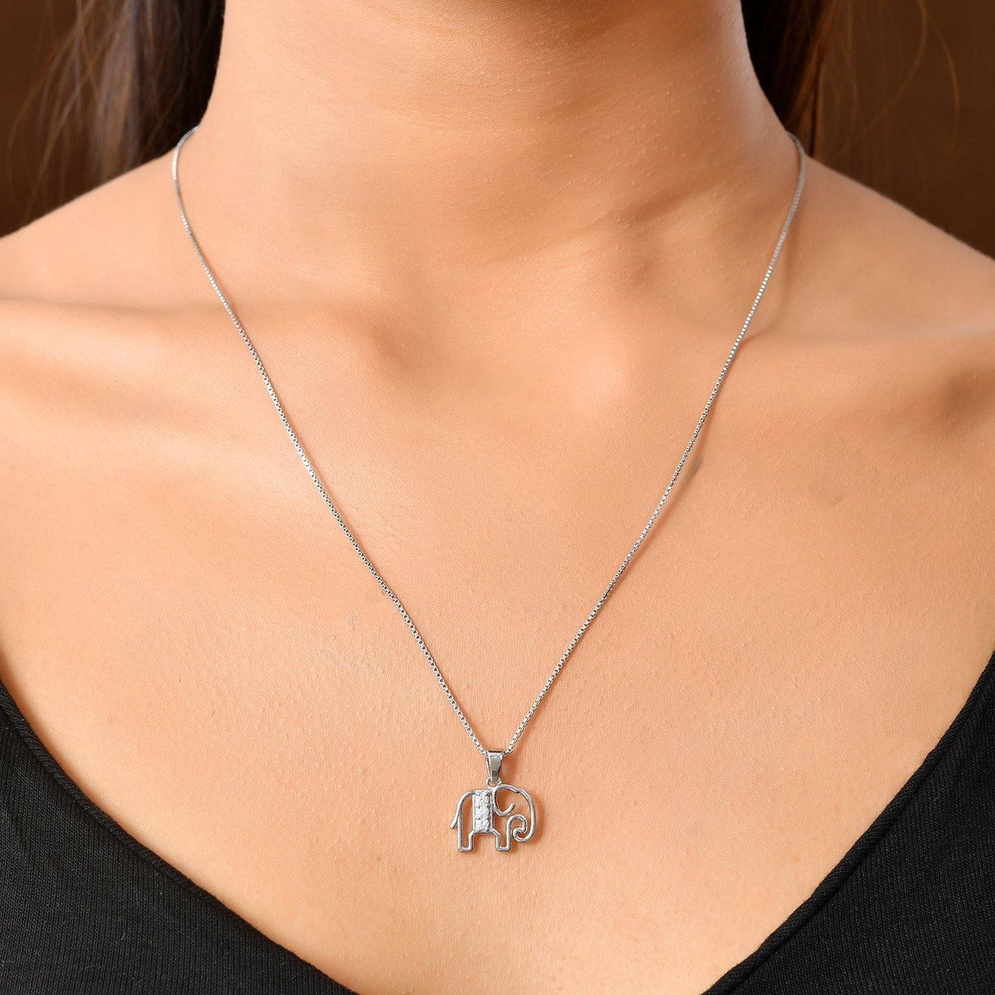 Tropical Wildlife Elegant Elephant  Sterling Silver Pendant