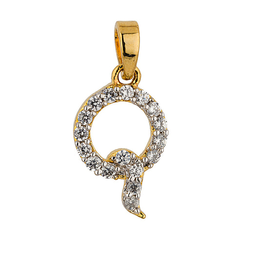 Gold Toned Alphabet Pendant With CZ Embellishments