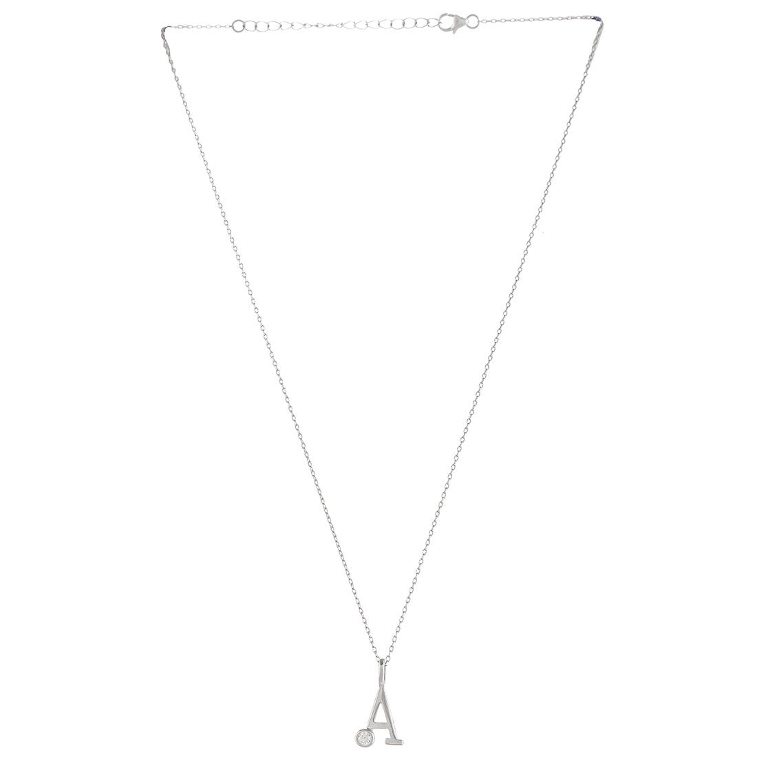 Sterling Silver Alphabet A Round Cut CZ Pendant