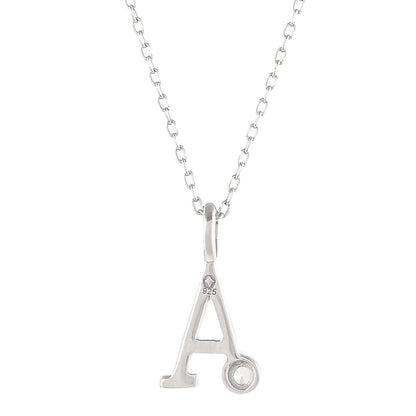 Sterling Silver Alphabet A Round Cut CZ Pendant