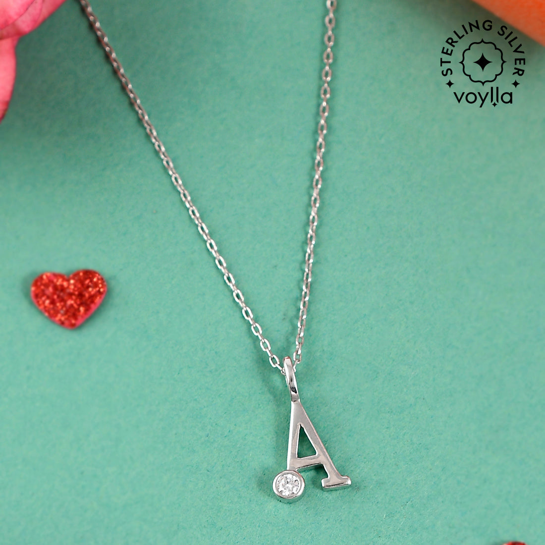 Sterling Silver Alphabet A Round Cut CZ Pendant