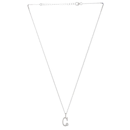 Sterling Silver Alphabet C Round Cut CZ Pendant