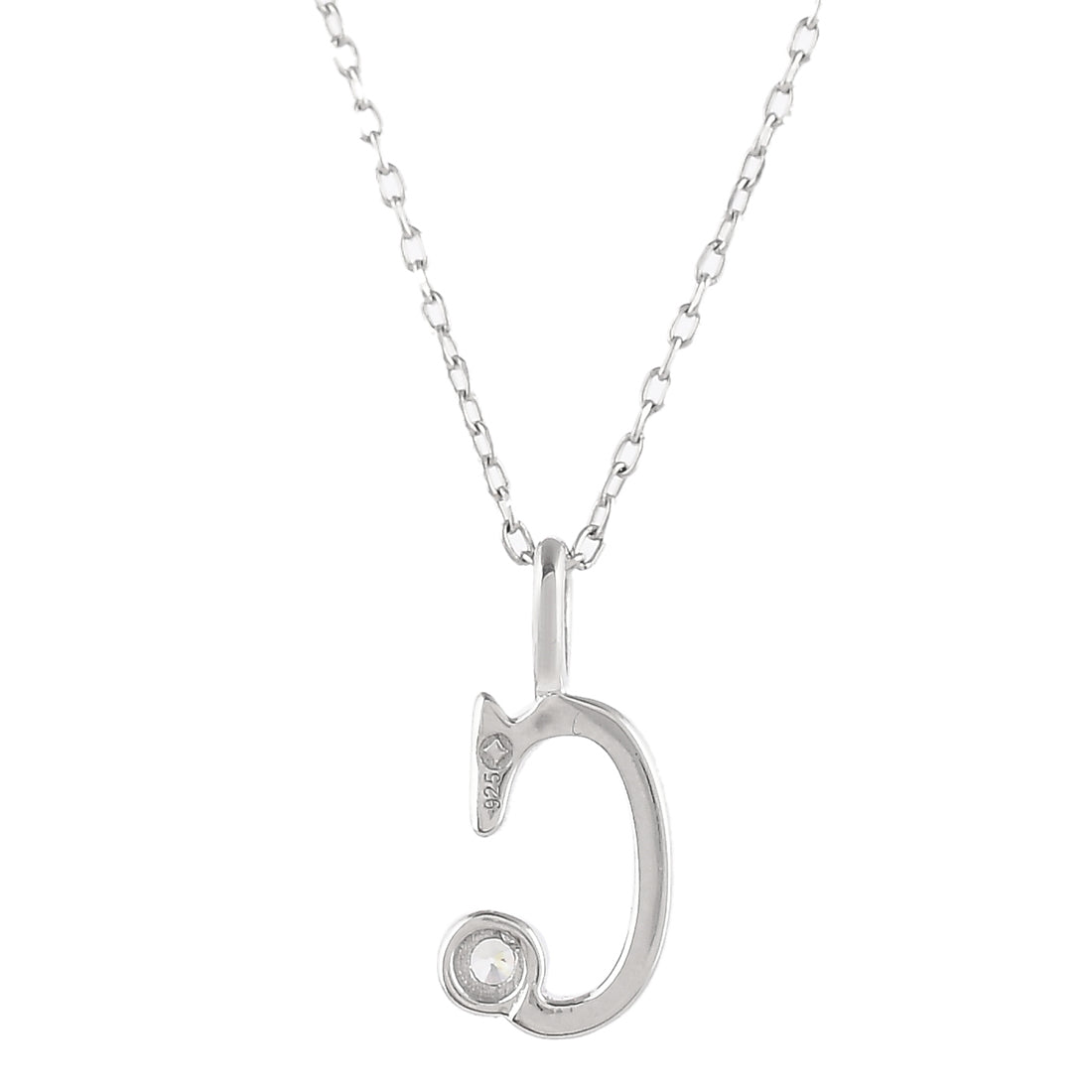Sterling Silver Alphabet C Round Cut CZ Pendant