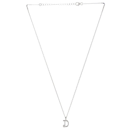 Sterling Silver Alphabet D Round Cut CZ Pendant