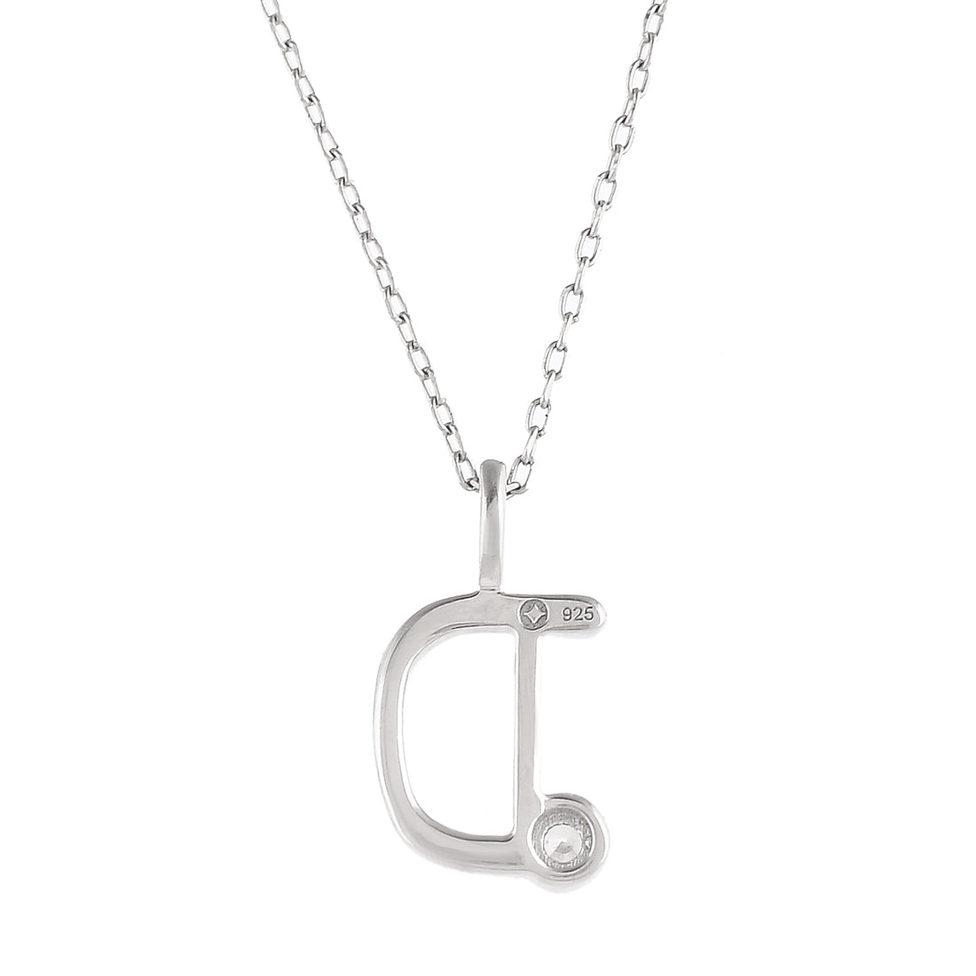 Sterling Silver Alphabet D Round Cut CZ Pendant