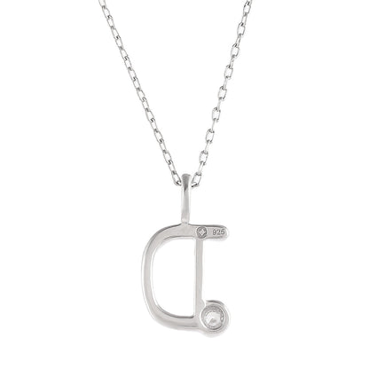 Sterling Silver Alphabet D Round Cut CZ Pendant
