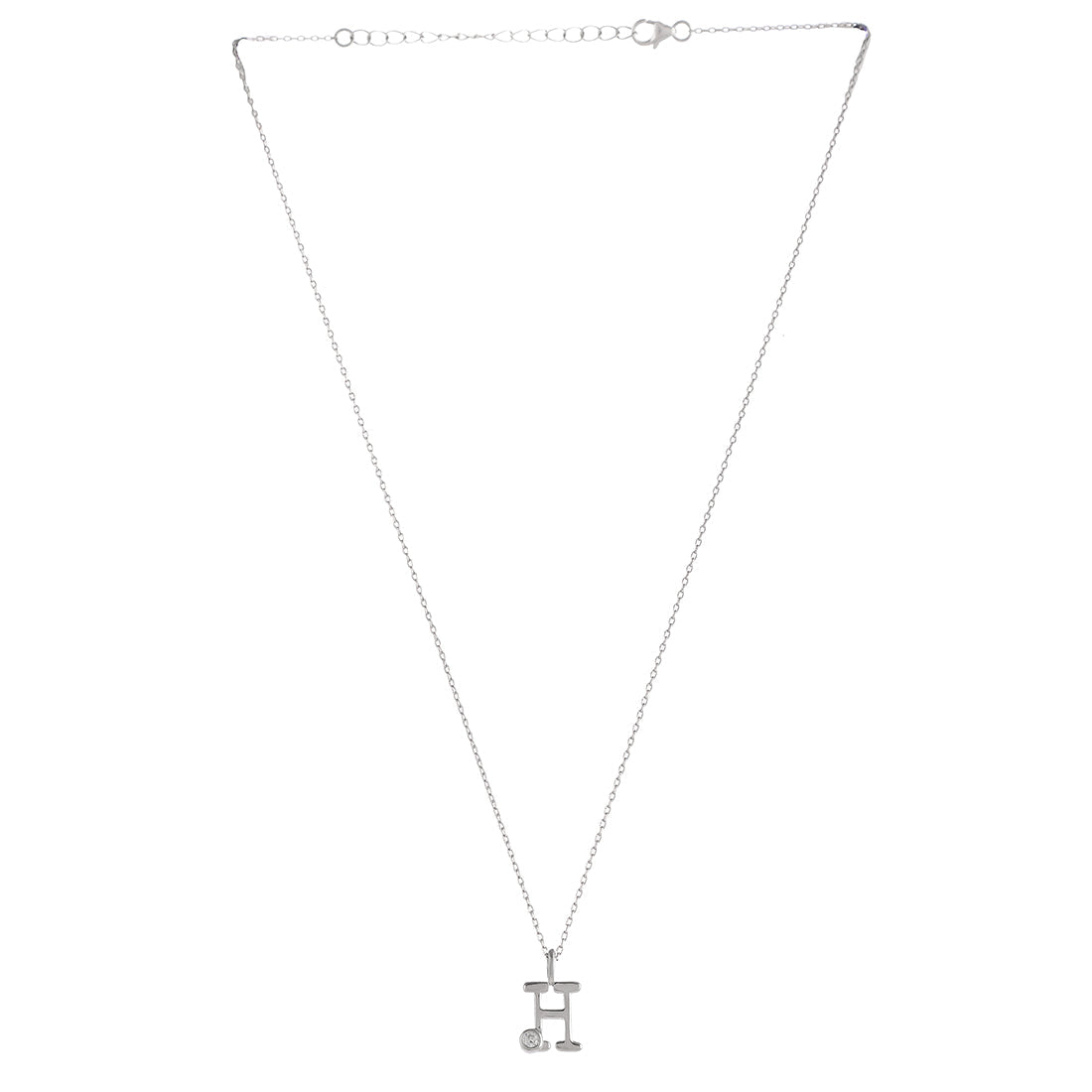 Sterling Silver Alphabet H Round Cut CZ Pendant