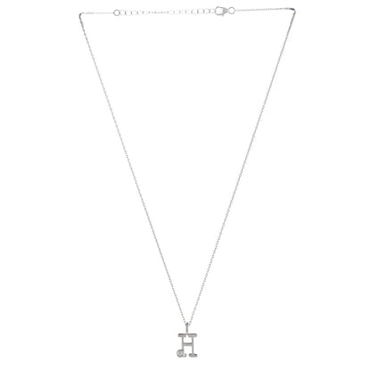 Sterling Silver Alphabet H Round Cut CZ Pendant